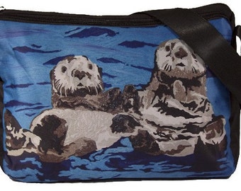 Otter Sweethearts Embroidered Canvas Field Bag