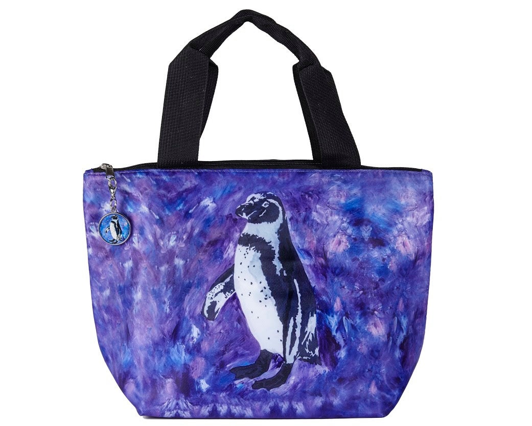 Penguin Lunch Bag Tote with Matching detachable Charm From Etsy