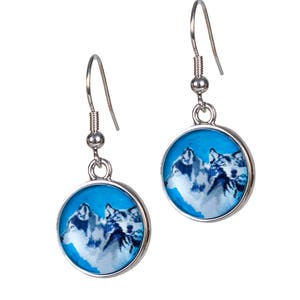 Wolf Earrings - From My painting, Spirited Pack