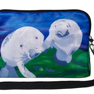 SALEManatees Zip Top Wristlet with Charm Salvador Kitti From My Painting Save the Manatees, Read How image 1