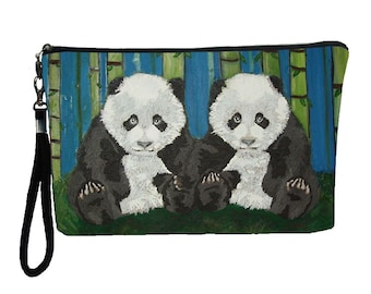 Giant Panda Cubs Large Pouch with detachable strap -  Support Wildlife Conservation, Read How