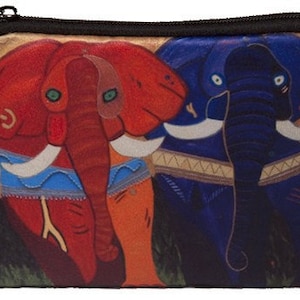 Elephants Change Purse - From my Original Oil Painting,Pride - Colorful Abstract African Elephants