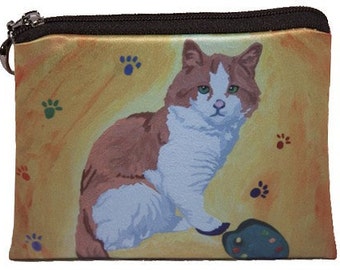 Cat  Change Purse - Salvador Kitti, Yes, Salvador Does Really Paint - From My Original Oil Painting, Paw in the Paint