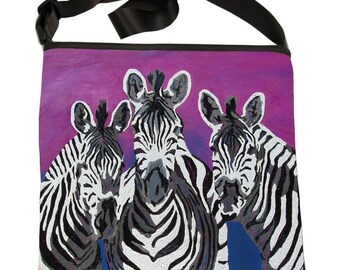 Zebra Large Handbag, Cross Body Bag, by Salvador Kitti - Support Wildlife Conservation, Read How