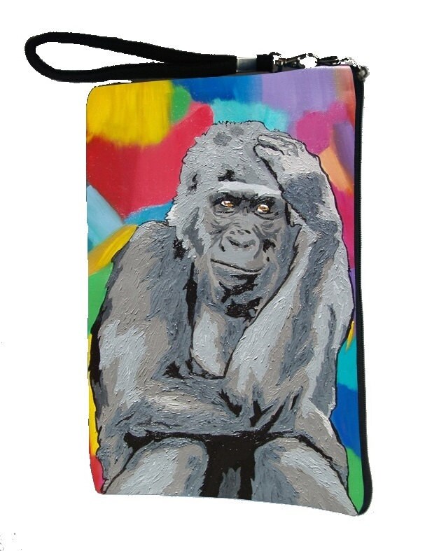 Gorilla Paw Pouch with detachable strap - From My Original Painting, The Thinker
