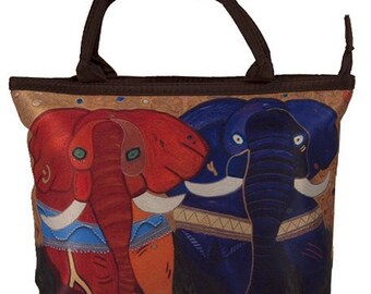 Elephants Small Purse, Handbag-Colorful African Elephants -From my Original Oil Painting, Pride - Salvador Kitti