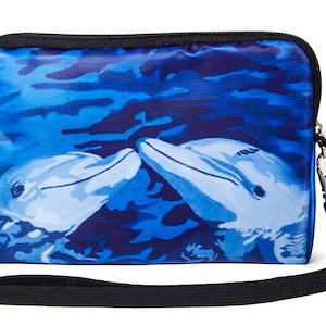 SALE!Dolphin Zip Top Wristlet with Charm - Salvador Kitti - From My Painting, The Kiss