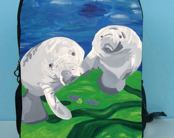 Manatee Book Bag, Backpack by Salvador Kitti  - From My Original Painting
