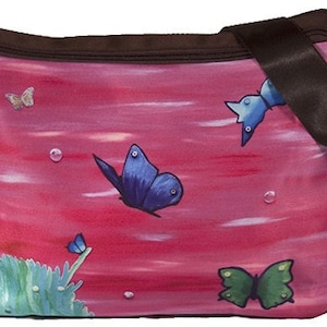 Butterflies Large Messenger Bag  - From My Original Painting,  &quot;Learining to Fly&quot; - SALE and FREE SHIPPING