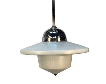 Schoolhouse UFO Shade with Vintage Polished Nickel Fixture #2366