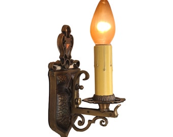 Single 1920s Spanish Revival Sconce in Cast Bronze #2361