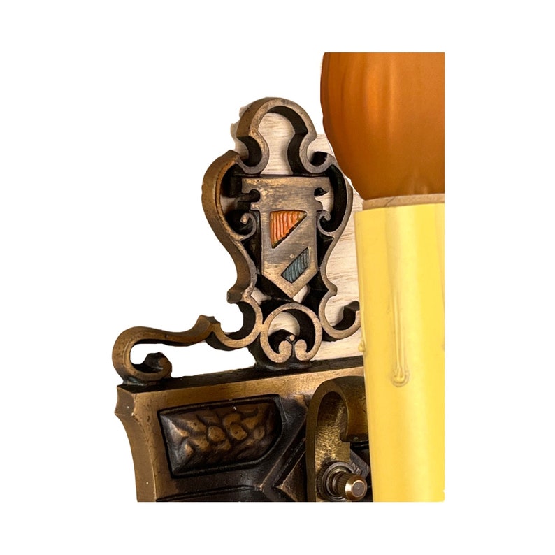 Cast Bronze Sconce in Spanish Revival Style With Original Finish