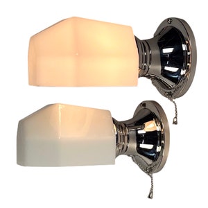 Pair Chrome and Glass Art Deco Sconces for Bath or Kitchen