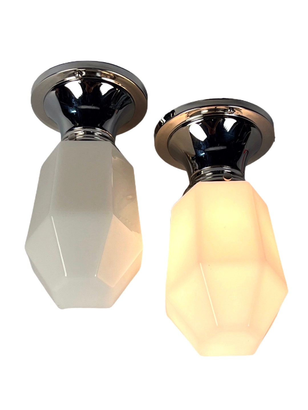 Pair Vintage Chrome Art Deco Bath Sconce or Kitchen Lighting FREE ...