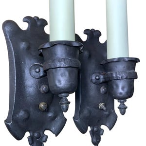Pair Spanish Revival Cast Iron Sconces #2541