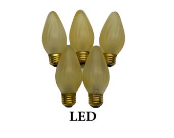 5 pcs Painted GOLD Colored Flame Shape Dimmable 5.5w LED Light Bulbs for Antique Art Deco Wall Sconces, Chandeliers Pendants