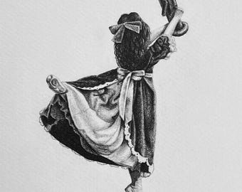Clara and Nutcracker Christmas Card | Original Graphite Drawing Greeting Card