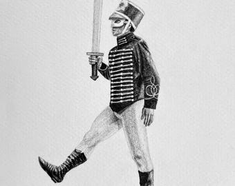 Call to Battle Nutcracker Card | Original Graphite Drawing | Holiday Greeting Card with Envelope