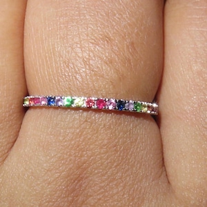 Rainbow Eternity Ring in 18ct White Gold