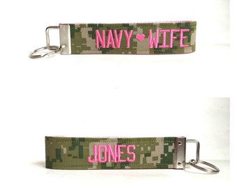 Hot Pink Navy Wife Keychain