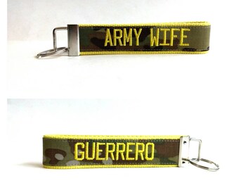 OCP Army Wife Custom Keychain in Yellow / With Last name on back