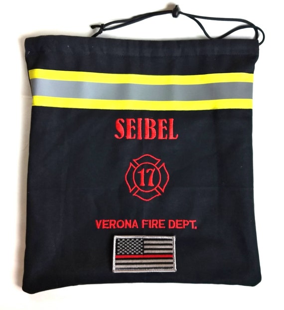Red and Black Firefighter Bag / SCBA mask bag / Cinch Sak / | Etsy