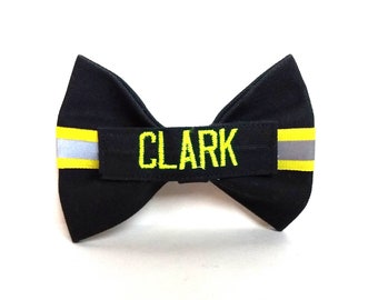 Firefighter Hairbow in Black Bunker Gear Look / Personalized Hairbow / Firefighter Gift