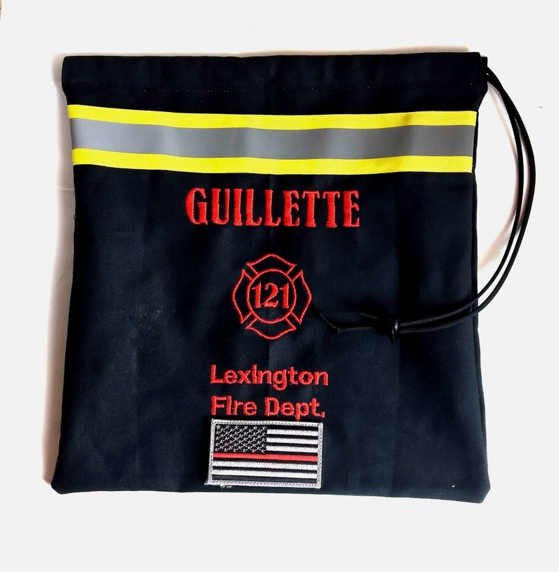 Red and Black Firefighter Bag / SCBA mask bag / Cinch Sak ...