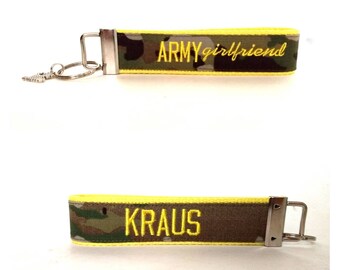 Army Girlfriend OCP Nametape Keychain | Custom Lastname Keyfob | Military Keychain