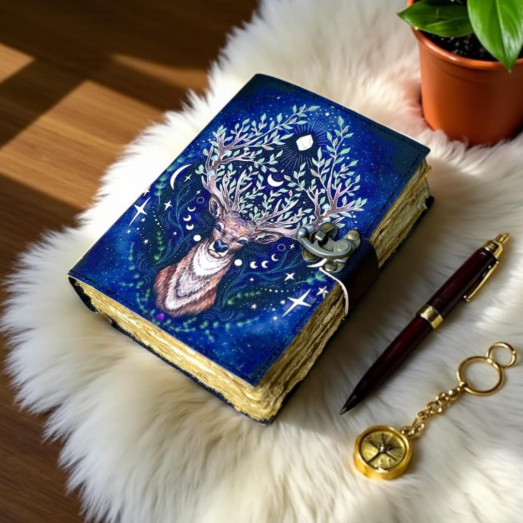 Deer Book of Shadows Leather Grimoire | Witchcraft Spellbook Journal ...
