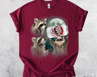 Funny Raccoon Diet Dr Pepper T-Shirt – Moon Graphic Tee