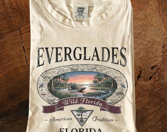 90s Vintage Everglades Florida scenery T-Shirt | Wild Florida sunset nature tee