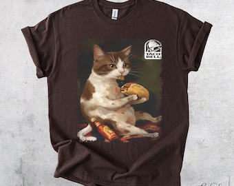 Cat Eating Taco T-Shirt | Taco Bell Logo, Vintage Style, Funny Food Tee