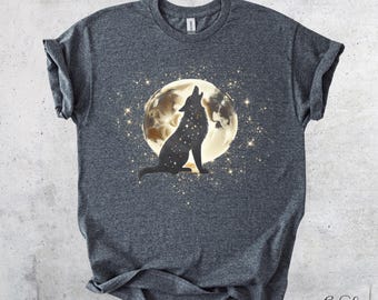 Vintage 90s Wolf Moon Graphic Tee | Grunge Retro Y2K Streetwear