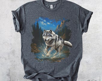 Howling Wolf Night Tee | Wolf Graphic T-Shirt, Forest Moonlight Design