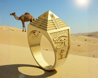Auge des Horus Ring, ägyptische Pyramide Ring, Sterling Silber Symbol Schmuck, altes Ägypten Geschenk
