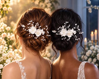 Peineta de flores de perlas hecha a mano, accesorios para el cabello de novia, tocado para fiesta de graduación, regalo para ella, hermoso regalo de boda