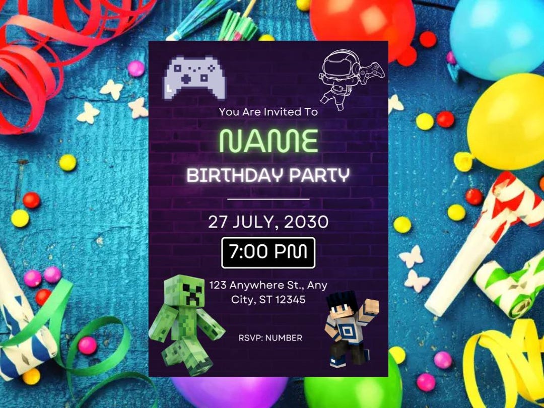 Minecraft Invite Code Example Editable Minecraft Invitation Template | Party Invite | Birthday ...