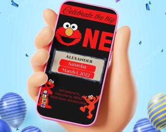 Editable Elmo Birthday Invitation | Sesame Street Party Invite | Canva Template | Elmo Digital Download | Printable