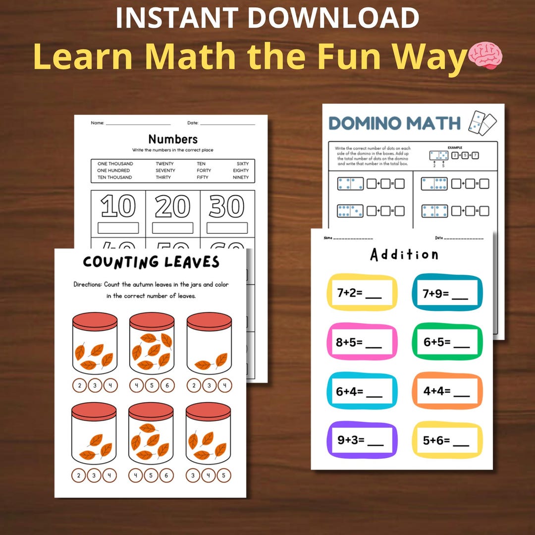 Fun Math Worksheets | Preschool & Kindergarten, Counting, Addition (PDF ...