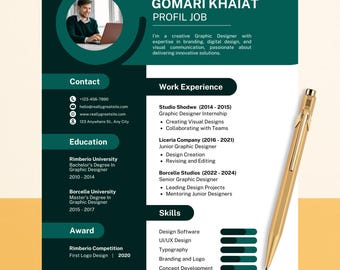 Modern Graphic Designer Resume Template | Editable CV A4 & US Letter | Creative Professional Resume | Instant Download