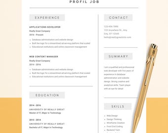 Modern Resume Template Word & Mac Pages | ATS Friendly CV Template | Clean Professional Resume Instant Download