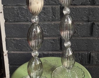 Set of Christian Dior glass candlesticks