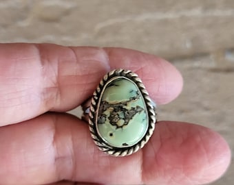 Genuine Turquoise, Prince Mine Ring, Sterling Silver, Turquoise Ring , Handmade, light green, rare Turquoise,  Gemsalad Jewelry