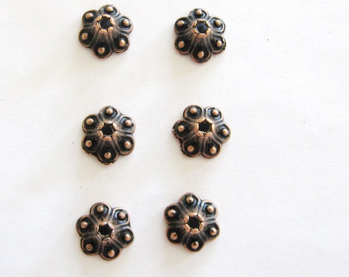Bead Caps copper jewelry findings Copper Bead Caps copper jewelry components copper flower bead caps Flower shaped bead caps