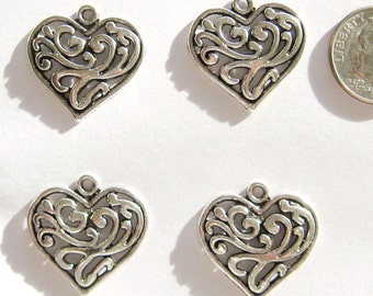 4 Heart Charms for your Creations