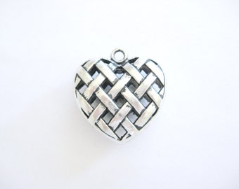 Large  Heart Pendant-Pewter Heart-Large Heart Charm -Pewter Hearts~Heart Pendant~Heart Charms