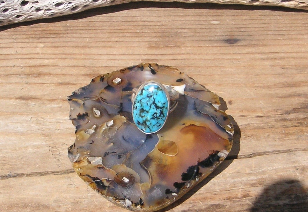 Kingman Turquoise Sterling Silver Ring, Size 7.5 - Etsy