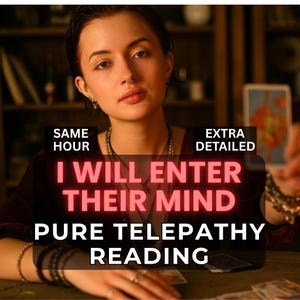 May include: A person with short dark hair wearing multiple beaded bracelets and a necklace. Text overlay reads: SAME HOUR, EXTRA DETAILED, I WILL ENTER THEIR MIND, PURE TELEPATHY READING. The person is holding a tarot card in a dimly lit setting.