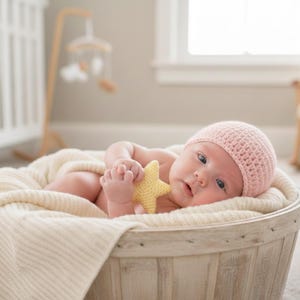 Patrón de gorro de bebé de crochet fácil (PDF) / Gorro de canalé fácil para bebés de 1 a 3 meses / Patrón de crochet para principiantes / Gorro de invierno para bebé / Regalo para baby shower